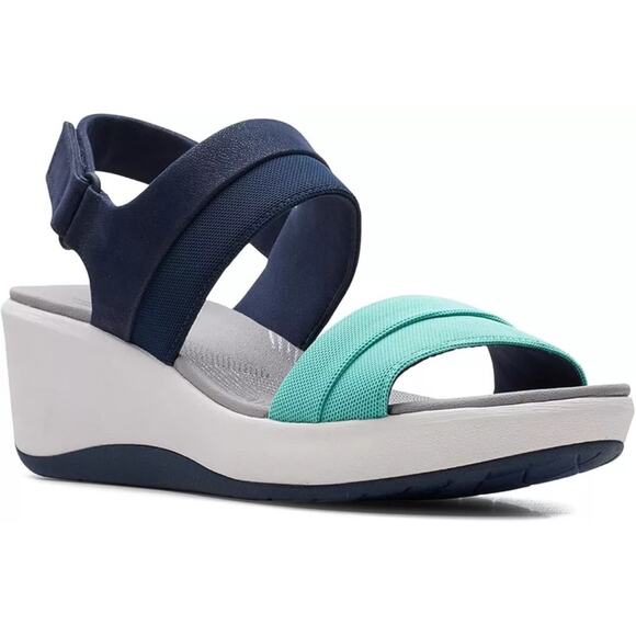 Clarks Women's Step Cali Muir Sandal Navy/Green Size US 9.5  Cloudsteppers - Picture 1 of 9